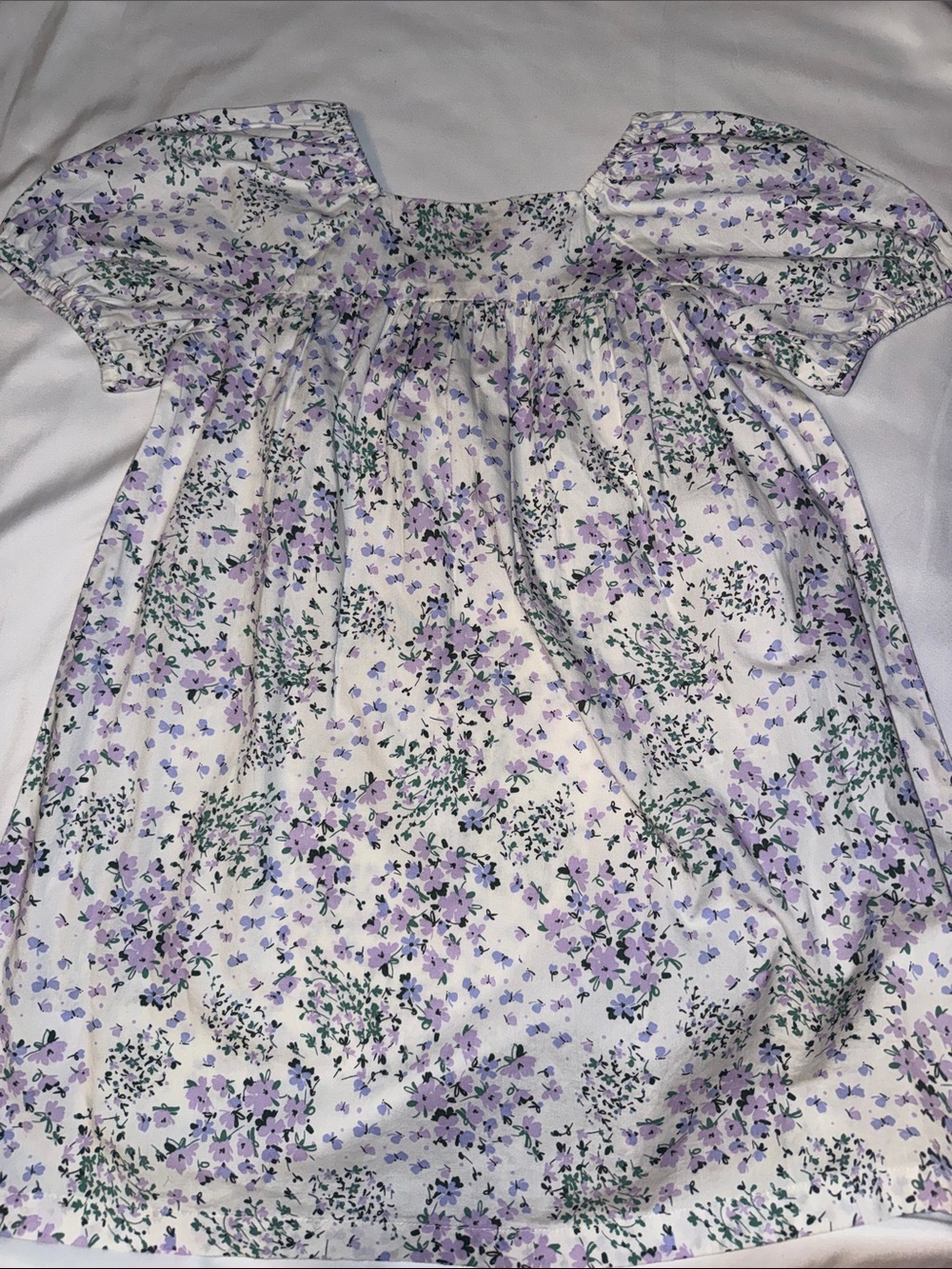 Girls Crewcuts White Dress with Lavender and Green Floral Print - Picture 4 of 5